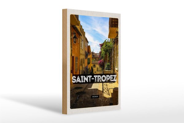 Holzschild Reise 20x30cm Saint Tropez France Hafenort