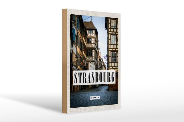 Holzschild Reise 20x30cm Strasbourg France la petite Panorama