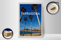 Holzschild Reise 20x30cm Tarragona Spanien Palmen Meerblick