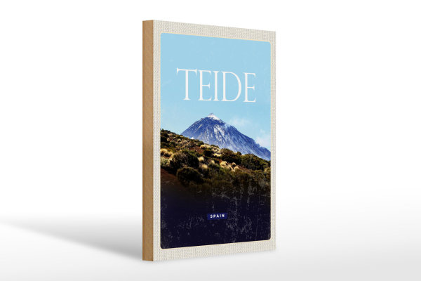 Holzschild Reise 20x30cm Retro Teide Spain höchste Berg