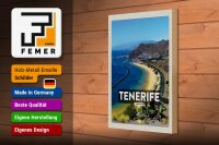 Holzschild Reise 20x30cm Tererife Spain Panorama Bild Meer