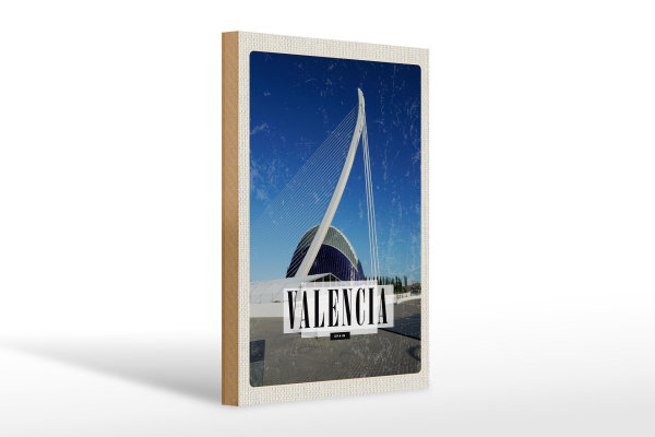 Holzschild Reise 20x30cm Valencia Spanien Hafenstadt