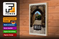 Holzschild Reise 20x30cm Dinan France Stadtmauer Schloss
