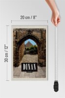 Holzschild Reise 20x30cm Dinan France Stadtmauer Schloss