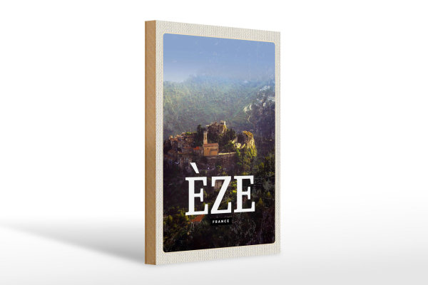 Holzschild Reise 20x30cm Eze France schönste Panorama Urlaub