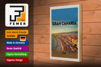 Holzschild Reise 20x30cm Gran Canaria Spain Panoramablick