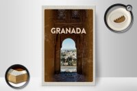 Holzschild Reise 20x30cm Retro Granada Spain Architektur