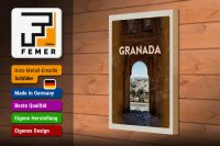 Holzschild Reise 20x30cm Retro Granada Spain Architektur