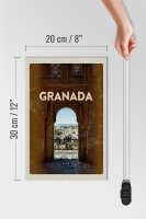 Holzschild Reise 20x30cm Retro Granada Spain Architektur