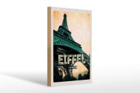 Holzschild Reise 20x30cm Eiffel Tower Retro Bild Reiseziel