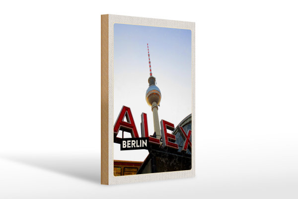 Holzschild Reise 20x30cm Berlin Deutschland Alex Fernsehturm Schild