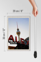 Holzschild Reise 20x30cm Berlin Deutschland Alex Fernsehturm Schild