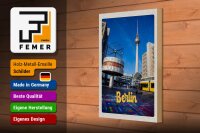 Holzschild Reise 20x30cm Berlin Uhr Alexanderplatz Geschenk