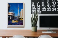 Holzschild Reise 20x30cm Berlin Uhr Alexanderplatz Geschenk
