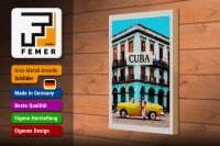 Holzschild Reise 20x30cm Cuba Karibik Oldtimer Haus