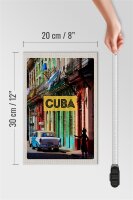Holzschild Reise 20x30cm Cuba Karibik Oldtimer Haus Gasse