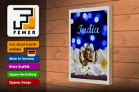 Holzschild Reise 20x30cm Indien Skulptur Elefant Ganesha