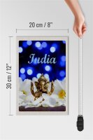 Holzschild Reise 20x30cm Indien Skulptur Elefant Ganesha
