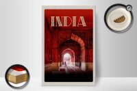 Holzschild Reise 20x30cm Indien Inner Moschee rot beten Islam