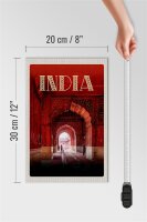 Holzschild Reise 20x30cm Indien Inner Moschee rot beten Islam