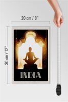 Holzschild Reise 20x30cm Indien Gemälde Meditieren
