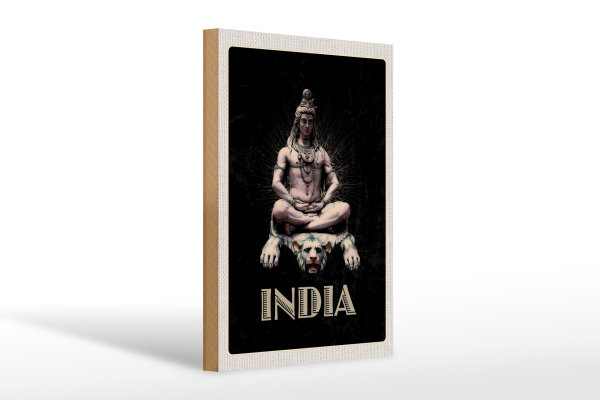 Holzschild Reise 20x30cm Indien Gott Buddhismus Löwe