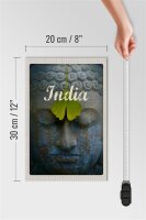Holzschild Reise 20x30cm Indien Kopf Hindu Gott Blatt Gemälde