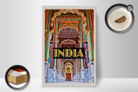 Holzschild Reise 20x30cm Indien Gemälde Eingang Zeichnung