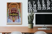 Holzschild Reise 20x30cm Indien Gemälde Eingang Zeichnung