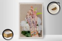 Holzschild Reise 20x30cm Indien Henna Hand Tradition Blume