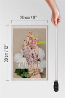 Holzschild Reise 20x30cm Indien Henna Hand Tradition Blume