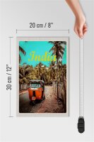 Holzschild Reise 20x30cm Indien Straße Tuk Tuk Taxi Asien