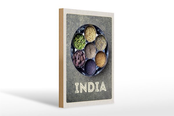 Holzschild Reise 20x30cm Indien Gewürze Fennel Cardamom Anise