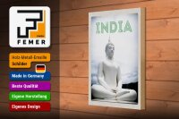 Holzschild Reise 20x30cm Indien Skulptur meditieren Gott