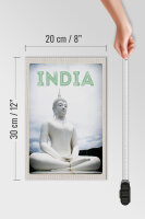 Holzschild Reise 20x30cm Indien Skulptur meditieren Gott