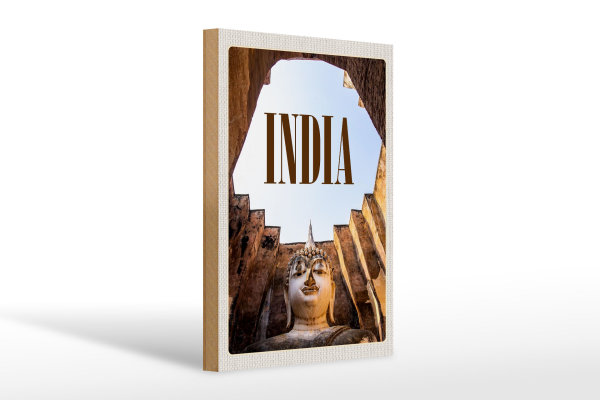 Holzschild Reise 20x30cm Indien Sehenswürdigkeiten Skulptur