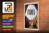 Holzschild Reise 20x30cm Indien Sehenswürdigkeiten Skulptur