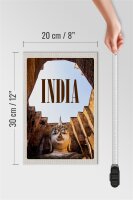 Holzschild Reise 20x30cm Indien Sehenswürdigkeiten Skulptur