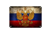 Blechschild Flagge 18x12cm Russland Fahne Wappen