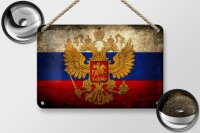 Blechschild Flagge 18x12cm Russland Fahne Wappen