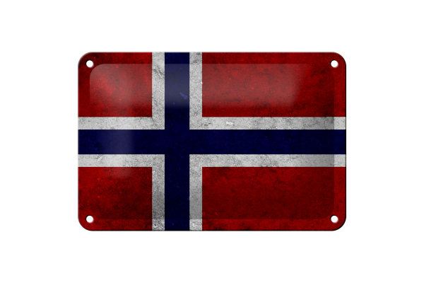 Blechschild Flagge 18x12cm Norwegen Fahne Wanddeko
