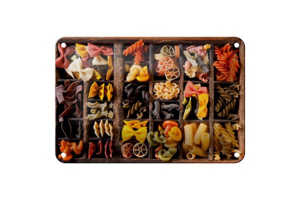 Blechschild Essen 18x12cm Nudeln Nudelarten Pasta