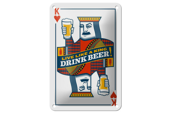 Blechschild Spruch 12x18cm Bier König drink Beer King
