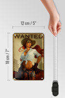 Blechschild Pinup 12x18cm wanted Cowgirl Wanddeko