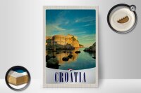 Holzschild Reise 20x30cm Kroatien Burg Strand Meer Europa