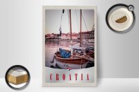 Holzschild Reise 20x30cm Kroatien Boote Stadt Meer Urlaub
