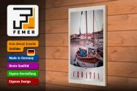 Holzschild Reise 20x30cm Kroatien Boote Stadt Meer Urlaub