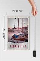 Holzschild Reise 20x30cm Kroatien Boote Stadt Meer Urlaub