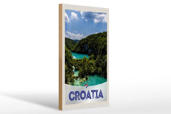 Holzschild Reise 20x30cm Kroatien Meer Natur Urlaub Berge