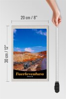 Holzschild Reise 20x30cm Fuerteventura Spanien Wüste Gebirge